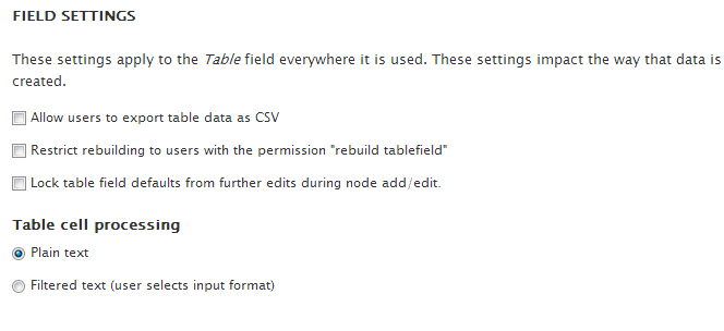 table field