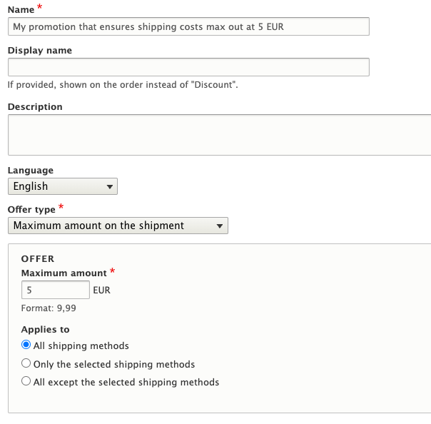 Drupal commerce shipment maximum amount promotion